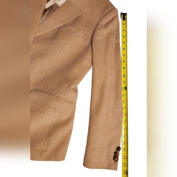 Vintage Camel Hair Tan Structured Blazer Oversized Womens S Quiet Luxury Neutral - Picture 9 of 11